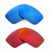 Walleva Polarized Fire Red + Ice Blue Replacement Lenses For Oakley Crankcase (OO9165 Series) Sunglasses